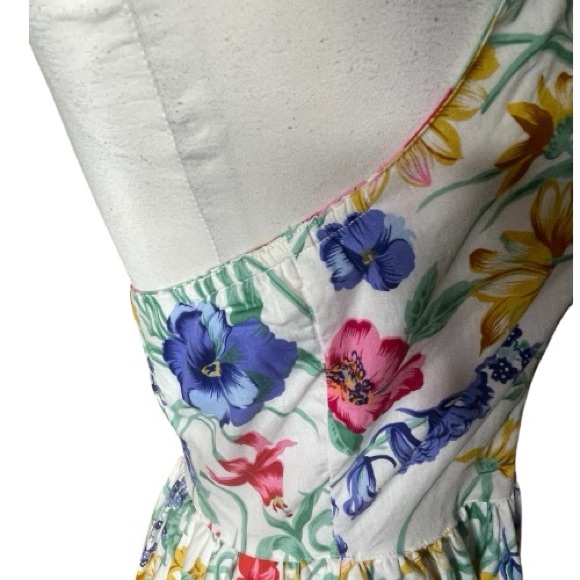 Together Vintage 80’s Floral Midi Dress with Halter Neck Sz 12 - Picture 3 of 6